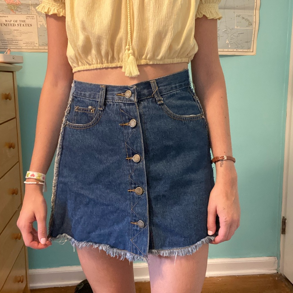 Two toned denim skirt